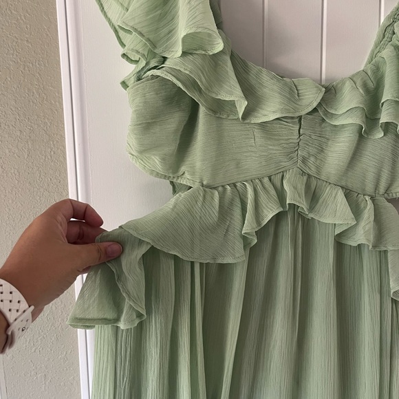 ASOS High-Low Ruffled Dress in Soft Green XLT - Picture 3 of 5